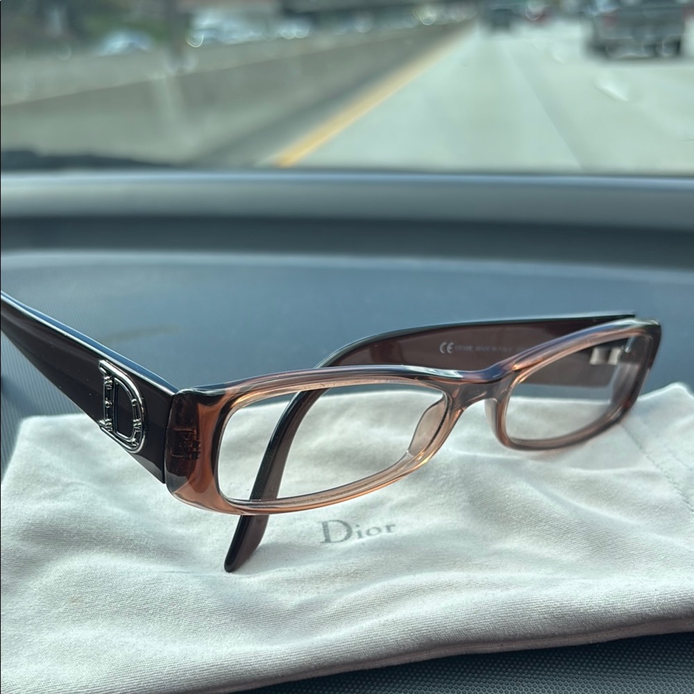 Dior Brown Modern Rectangular Glasses - image 1
